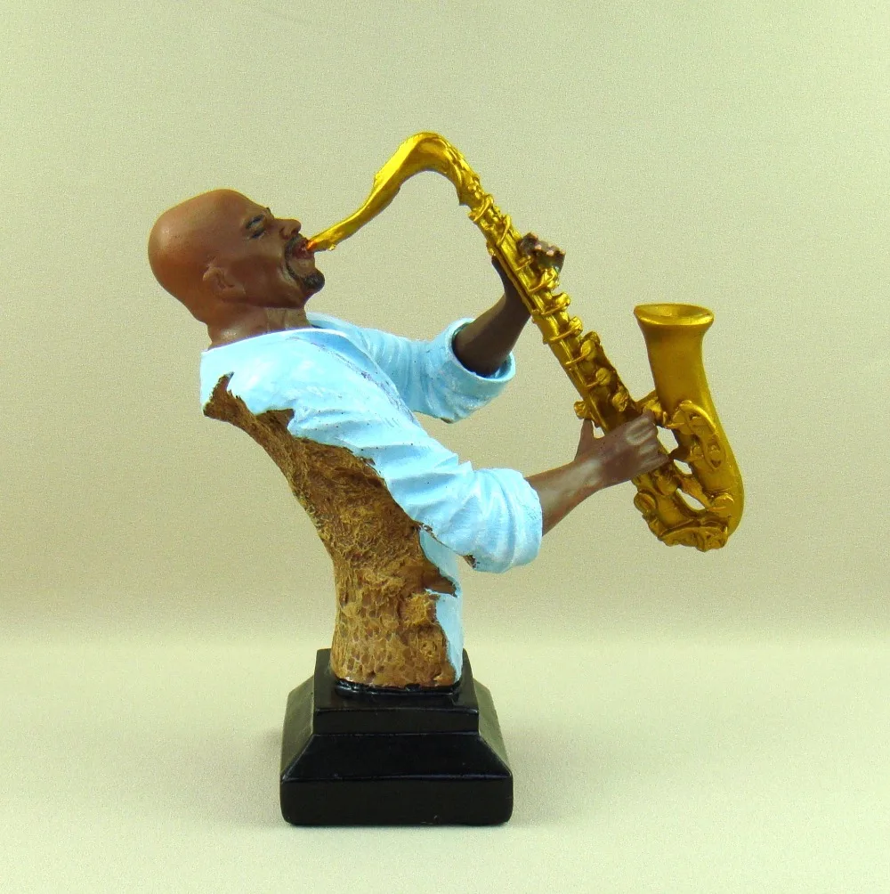 Абстрактный саксофон плеер бюст ручной работы Смола саксофон игральная статуя ремесленный орнамент мебель для паба декор и художественная коллекция