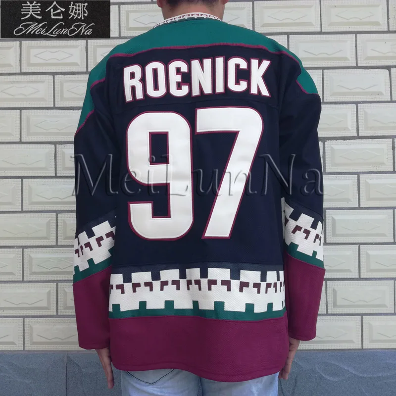 

MeiLunNa Phoenix Coyotes Blank 97 Jeremy Roenick Black Hockey Jersey 0001 Embroidery Stitched