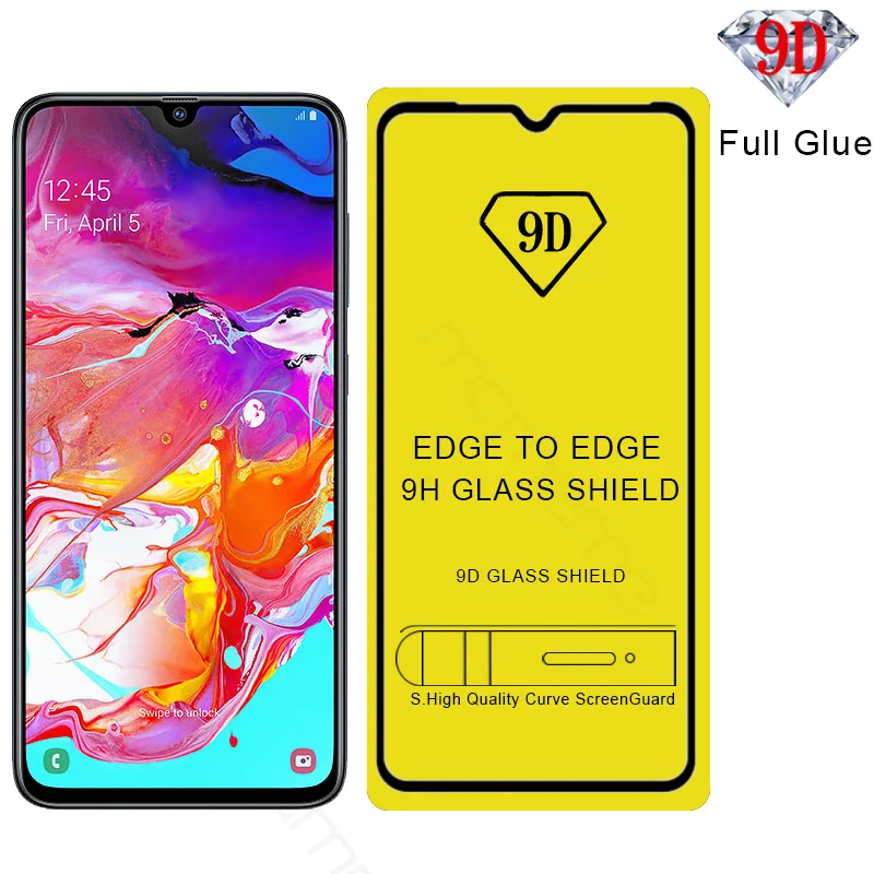 100 шт./лот 9D полное закаленное стекло для Samsung Galaxy A20 A40 A70 A30 A50 A10 покрытие Защитная
