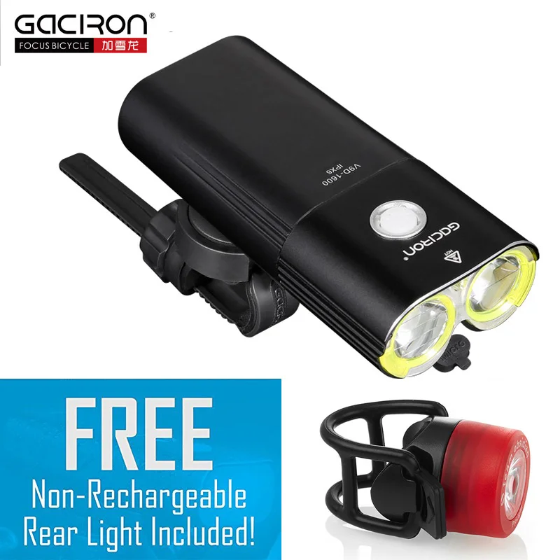 GACIRON 1600 Lumens Bicycle Light MTB Headlight Power Bank Waterproof