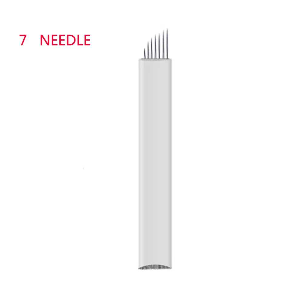 Tattoo needle 50pieces 7 pin Sterilized Stainless Steel 3D tattoo Embroidery Eyebrow Perma11nent Makeup Needles Blade Hot Sale