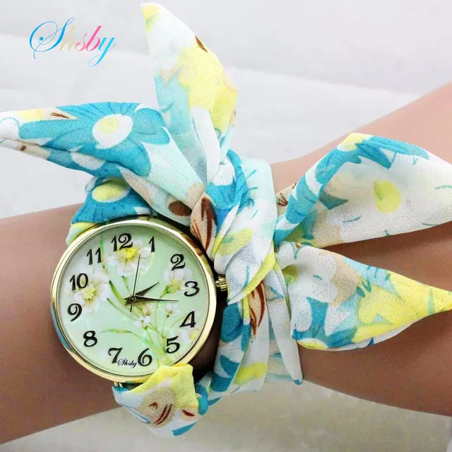 shsby unique Ladies sunflower cloth wristwatch fashion women dress watch Silky c shsby unique Ladies sunflower cloth wristwatch fashion women dress watch Silky c