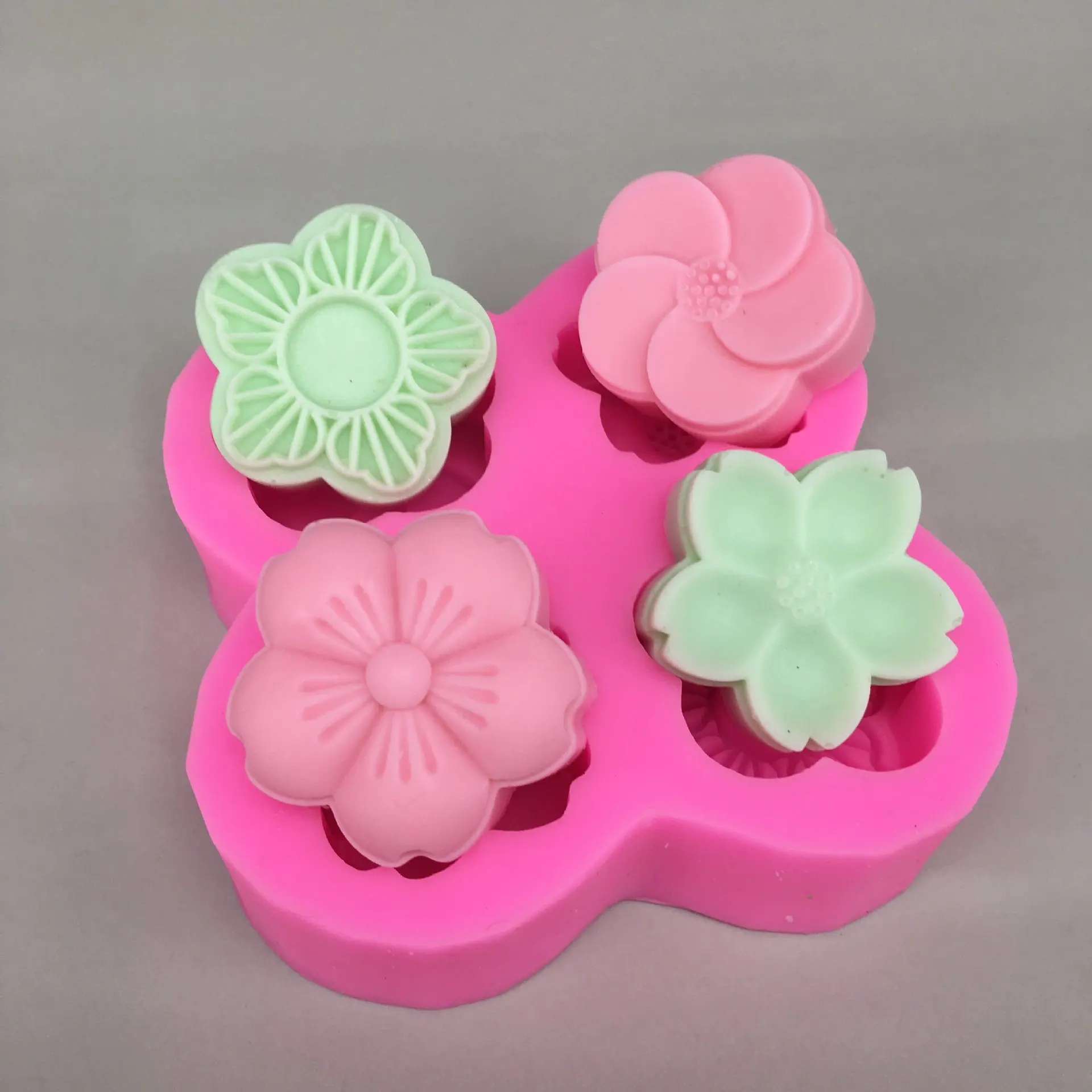 Four Flower silicone Mold DIY handmade soap Mould Flower Shape Carving