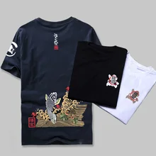 Японский стиль лето Мужская брендовая одежда модная футболка с принтом карпа хлопок короткий рукав Футболка для фитнеса