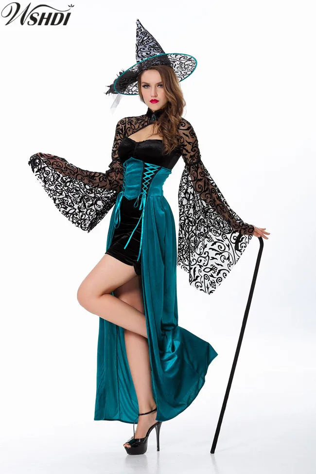 

High Quality Witch Costume Deluxe Adult Womens Magic Moment Costume Adult Witch Halloween Fancy Dress