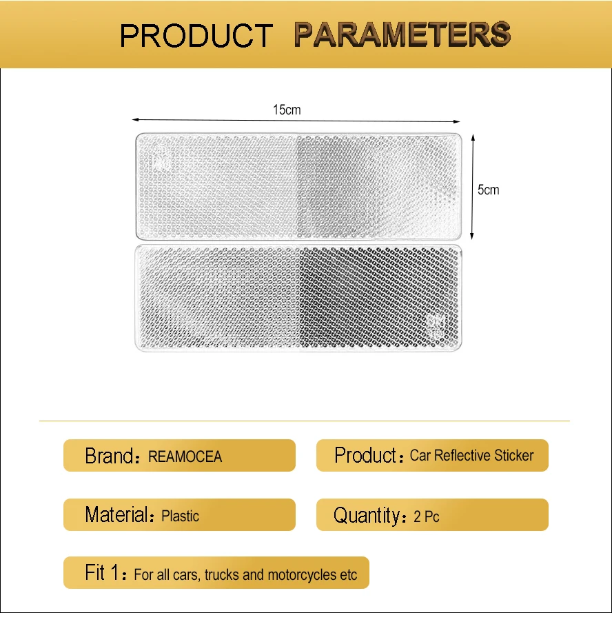 Reamocea, 2 шт. Предупреждение ющие светоотражающие защитные пластины, прямоугольные пластиковые полосы, ленты, отражатели, наклейки для автомобиля, грузовика