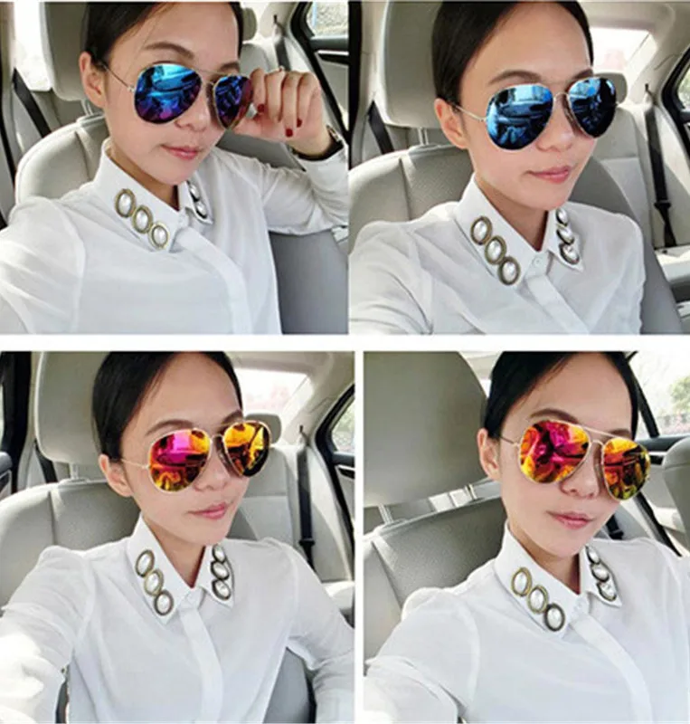 ASUOP2018 new ladies retro cat eye sunglasses luxury brand fashion men's pilot glasses UV400 night vision goggles night vision goggles (11)
