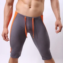 Сексуальные сетчатые пляжные шорты, Мужская одежда для плавания, Шорты для плавания, пляжные шорты для серфинга, купальный костюм, облегающие мужские Длинные плавки, одежда для плавания, для спортзала, спортивная одежда