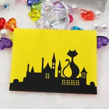 ליל כל הקדושים שחור חתול על בית מתכת חיתוך מת עבור רעיונות DIY אלבום הבלטות תיקיית נייר תבנית דקור שבלונות(China)