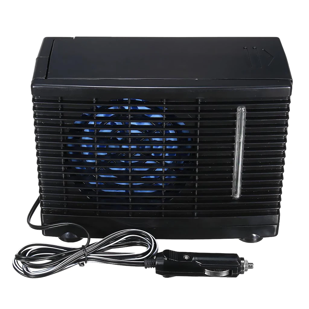 12V Portable Car Truck Home Office Mini Black Air Conditioner Evaporative Water Cooling Fan Low Noise Operation