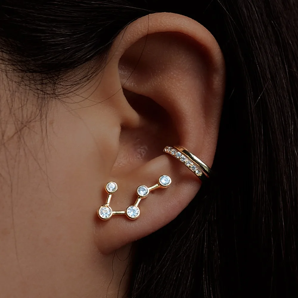 

MIARA.L Simple and Refined Zircon Earrings Creative Small Earrings Kits Ear Ring for Girls