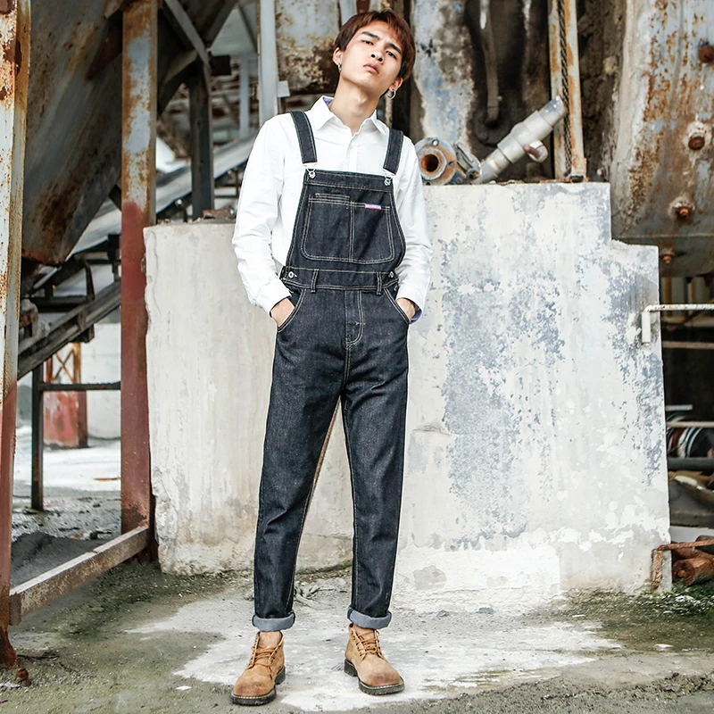 

Jeans For Men New trend Conjoined Denim Overalls Men's Korean version of the Self-cultivation Wild feet pants Size 5XL