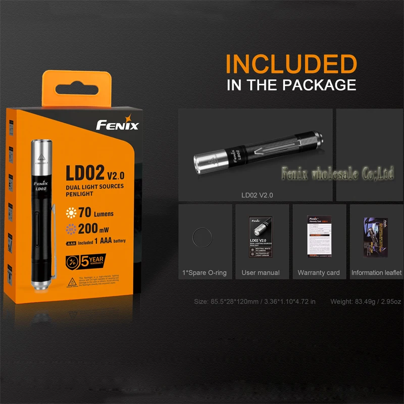 2018 Новый Fenix LD02 V 2 0 CRI Cree XQ-E HI теплый белый светодиод и 365nm УФ AAA батарея LED EDC фонарик