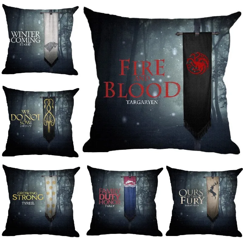 

Film Style Game of Thrones Printed Cushion Cover Home Decorative Sofa Coffee Car Chair Throw Pillow Case Almofada Cojines