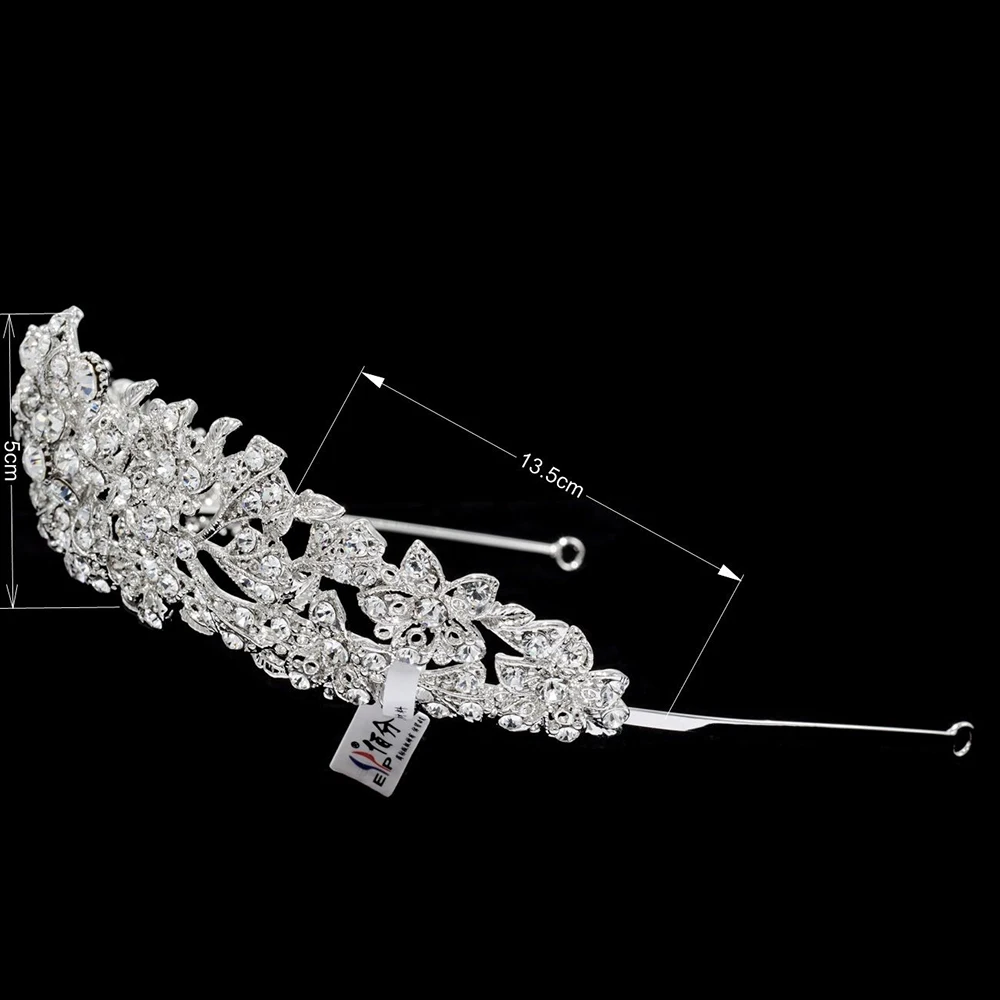 Высокое качество Кристалл благородный цветок свадебная диадема Корона повязки на голову Свадебные украшения Аксессуары для волос для женщин 4714