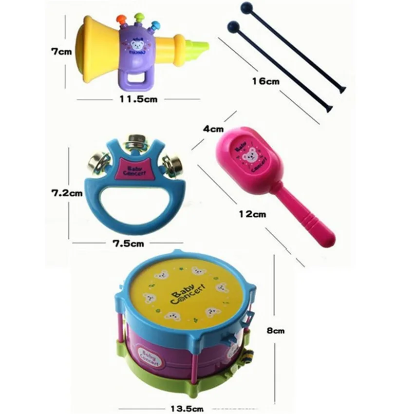 5 шт./компл. от 0 до 3 лет Детские игрушки ручные барабанные погремушки музыкальное образование Детские игрушки погремушка для новорожденных малышей