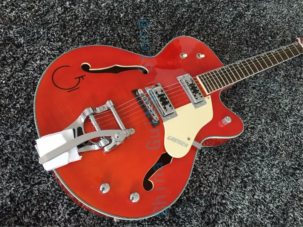 

Good quality Brian Setzer 6120 hot rod Electric Guitar Bigsby Tremolo Gold Hardware;flamed maple top;Free Shipping