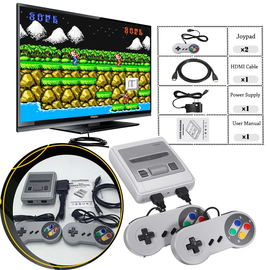 

Super Mini HDMI Family TV 8 Bit SNES Video Game Console Retro Classic HDMI HD Output TV Handheld Game Player Built-in 621 Games