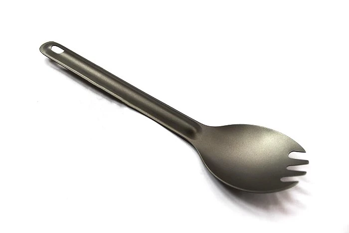 

Pure Titanium Outdoor Dual-use Tableware Fork Spoon Straight Spray Surface 14 Grams