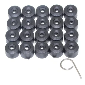 

20x Black Wheel Lug Bolt Nut Cover Caps + Dismantle Tools For VW Jetta Golf Passat Beetle Tiguan