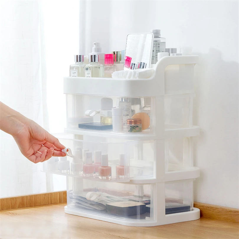 

Transparent Plastic Home Drawer Desk Desktop Storage Box Organiser Clear Plastic Makeup Make Up Organizer For Cosmetic
