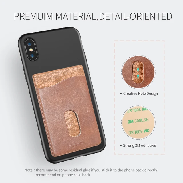FLOVEME Leather 3M Adhesives Card Sticker Pocket Universal Credit Card Wallet Case For iPhone X 8 Samsung Women Men Phone Pouch