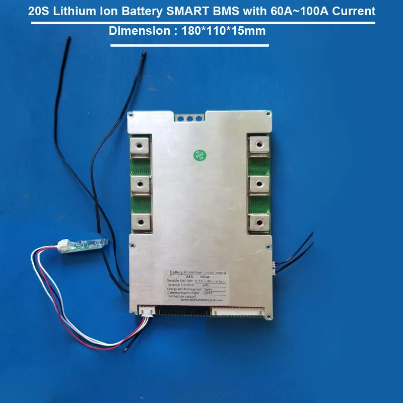 

20S 72V or 84V Lithium Ion battery Smart BMS with UART communication port Li-ion battery Bluetooth PCB with 60A to100A Current