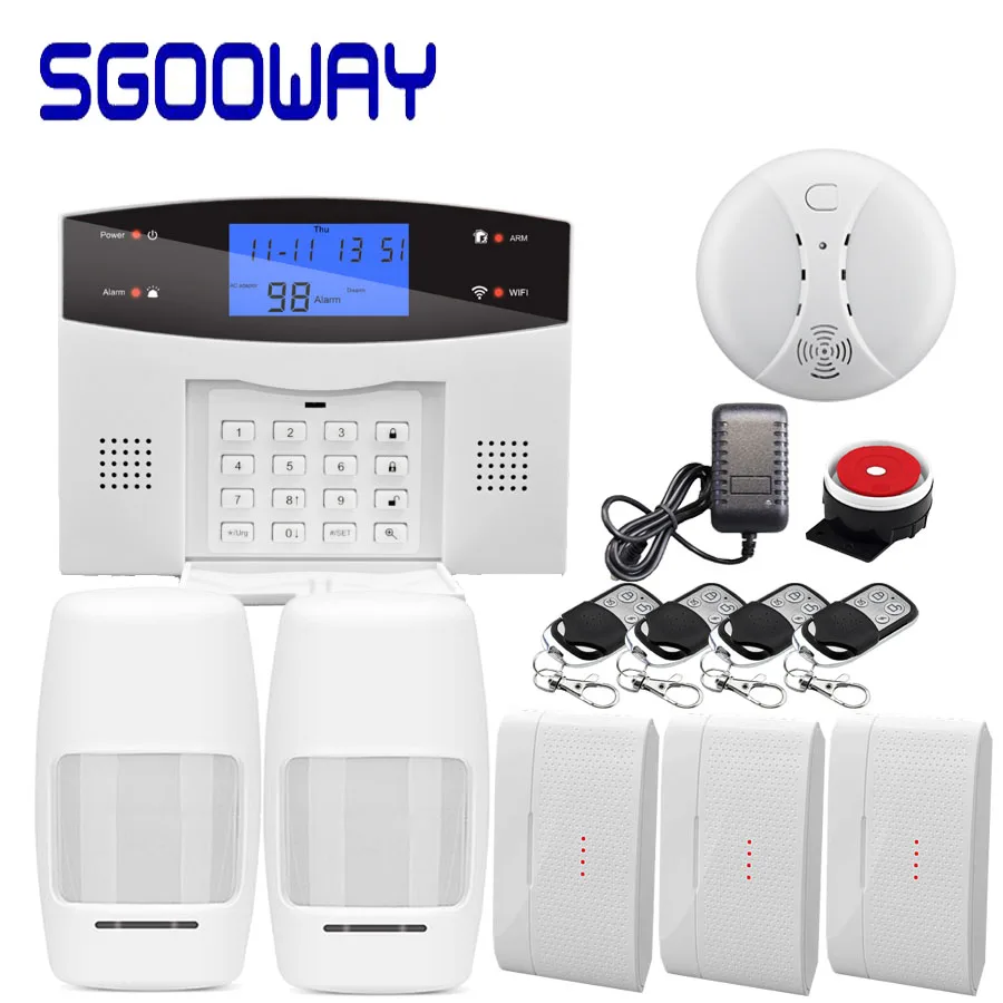 Sgooway завод беспроводной wifi GSM PSTN сигнализация SMS Охранная сигнализация с ip-камерой Поддержка ios и android APP - Цвет: Set E