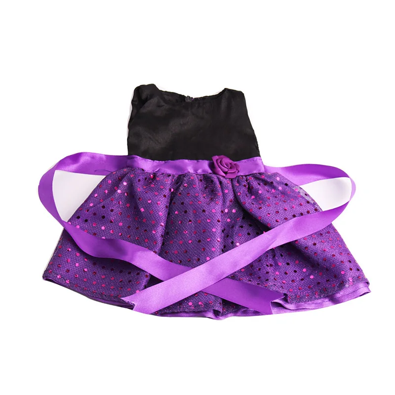 18 дюймов, с круглым вырезом, для девочек платье принцессы с принтом вечернее платье+ ремень американский новорожденных юбка Детские игрушки подходит 43 см для ухода за ребенком для мам, детские куклы, c78 - Цвет: Purple