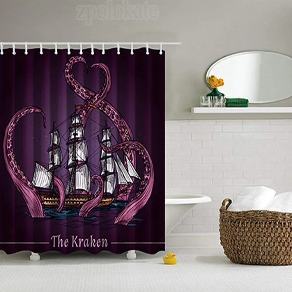 Продажа Kraken Монстр Осьминог корабль вредителей s, полиэфирная ткань водостойкая занавеска для душа s, не Peva, занавеска для душа крючки в комплекте, Pu