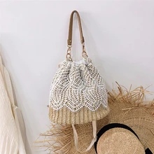 Сумка в японском стиле и сумки в Корейском стиле, Женская тканая сумка из ротанга, соломенная сумка через плечо, пляжная сумка для отдыха, сумки через плечо, дропшиппинг, xkb 50