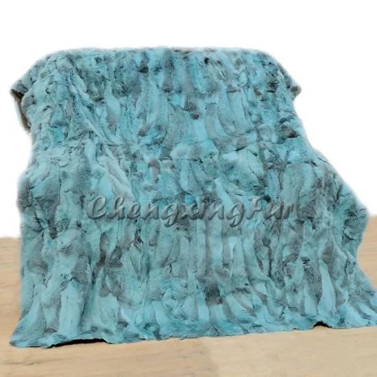 CX-D-12 Лоскутная Ткань для постельного белья Кровать комната пол настоящий кролик меховые коврики для чистки ковров, для дома детские коврики из натурального меха плед - Цвет: Небесно-голубой