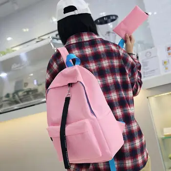 

2pcs/set Fashion Teen Backpack Girl Oxford Rucksack Preppy Style Schoolbag Shoulder Pen Bags Students Casual Oxford Backpack Set