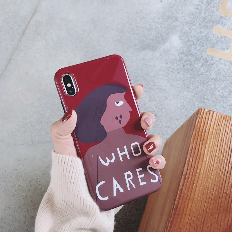 

Cute Girl Illustration Phone Case For iphoe 8 7 6s 6 plus Case For iphone X XR XS Max Back Cover Fashion Cartoon Soft Cases Capa