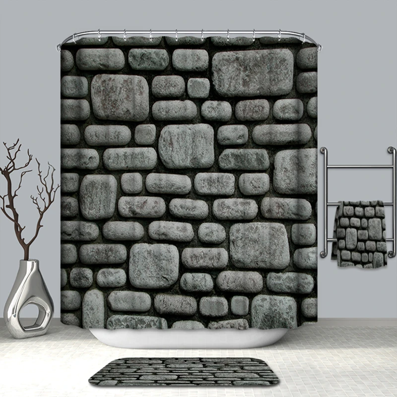 Летние 3D занавески для душа s реалистичные каменные Ramparts кирпичная стена узор