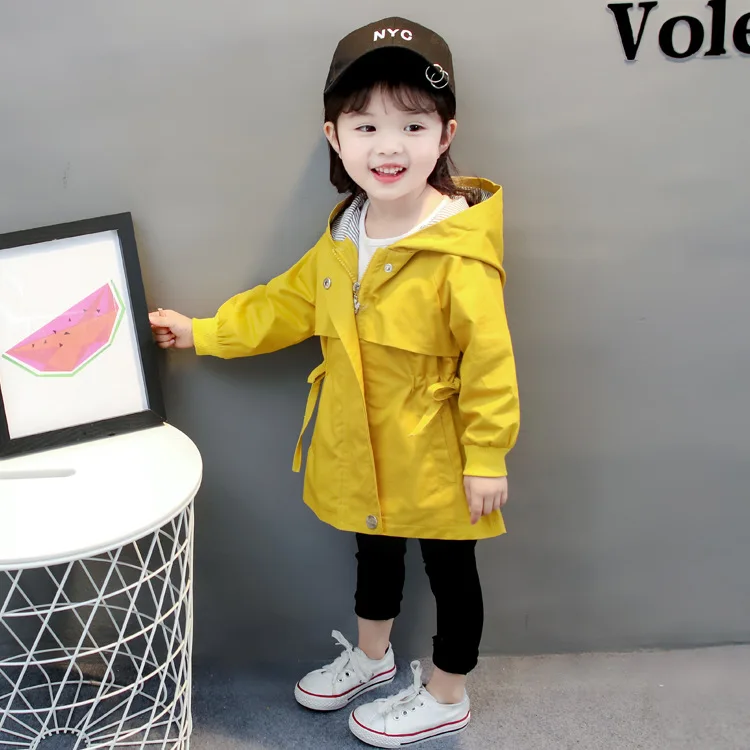 Детское свободное ветрозащитное пальто, куртки, осенне-зимняя модная толстовка с капюшоном в Корейском стиле для мальчиков и девочек, Длинные хлопковые пальто с поясом
