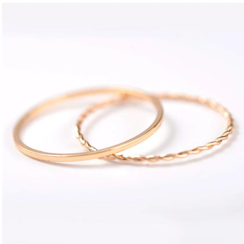 Простое металлическое Золотое блестящее кольцо из 2 частей, простое Совместное кольцо в японском и корейском стиле, изящное кольцо с хвостом для женщин, подарок