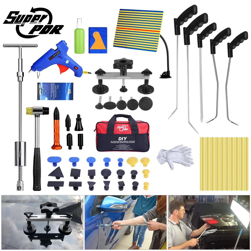 

SuperPDR Tool Dent Puller Suction Cup Mini Crowbar Pry Bar Stainless Steel Dent Repair Tool Auto Dent Removal Kit Pulling Bridge