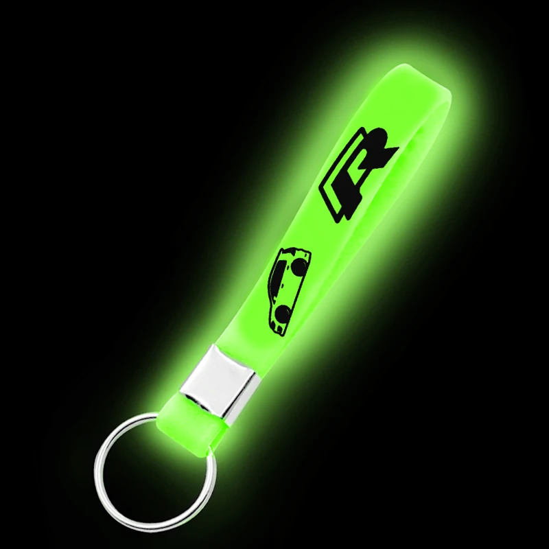 Шт. 1 шт. зеленый отличный светящийся силиконовый эмблема значок автомобиля кольцо для ключей для Volkswagen R AUDI TRD bmw toyota TRD Ford автомобильные