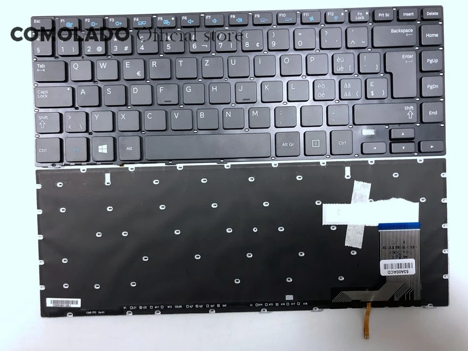 SW Swiss Keyboard for Samsung 370R4E 370R4V 450R4E 450R4V 470R4E 470R4V NP370R4E NP450R4E Black With Backlit SW Layout -1