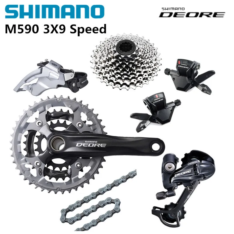 

Shimano DEORE M590 shifting system with Alivio M430 Crankset 27S Groupset Derailleurs for MTB Mountain Bike speed of 3 x 9S