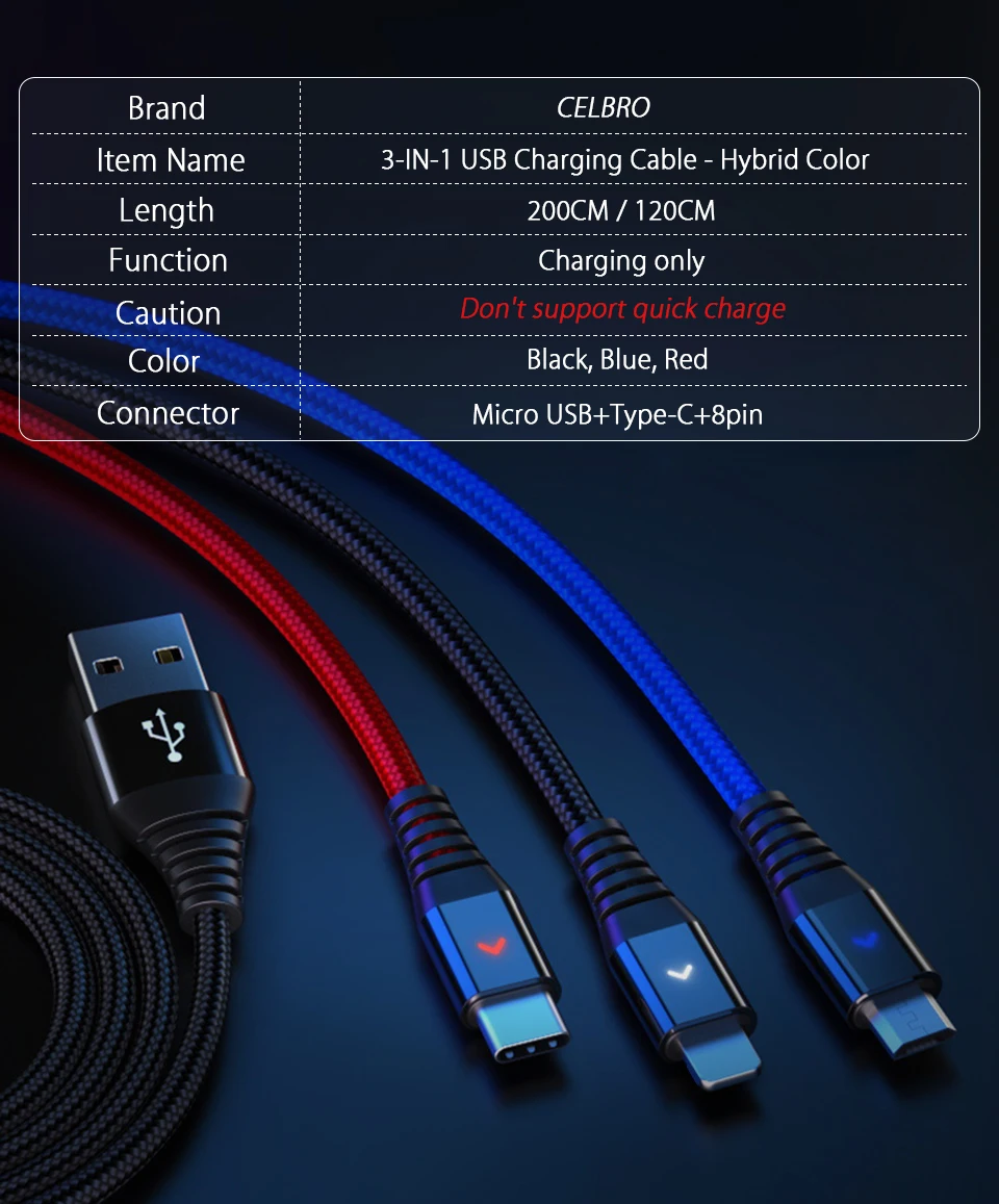 1,2 м/2 м 3 в 1 Led Usb type C кабель для зарядки несколько Micro Usb длинный кабель Usbc type c для samsung Мульти Usb порт кабели для зарядки