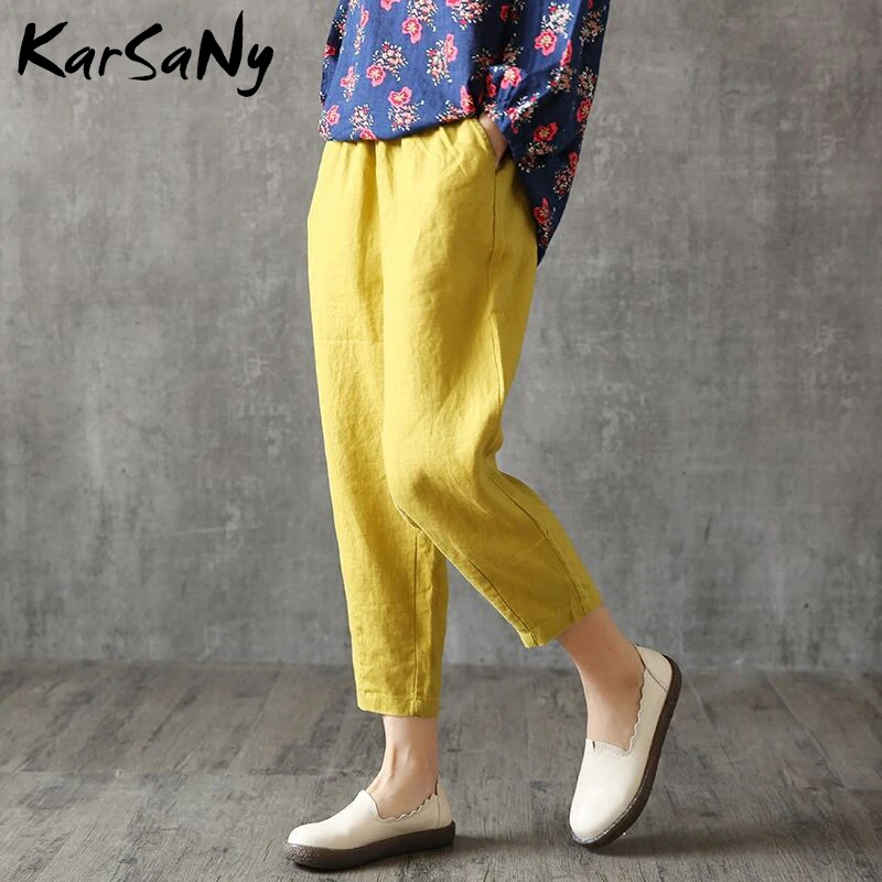 Summer Women's Linen Harem Pants For Women Pant Female Summer Cotton Linen Trousers Women Plus Size Loose Pants Capris White Summer Women's Linen Harem Pants For Women Pant Female Summer Cotton Linen Trousers Women Plus Size Loose Pants Capris White