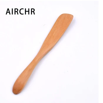 

50pcs/lot Wholesale Round Handle Wood Butter Spreader Knife Handmade Japanese Tableware Cheese Cake Jam Knife Wooden
