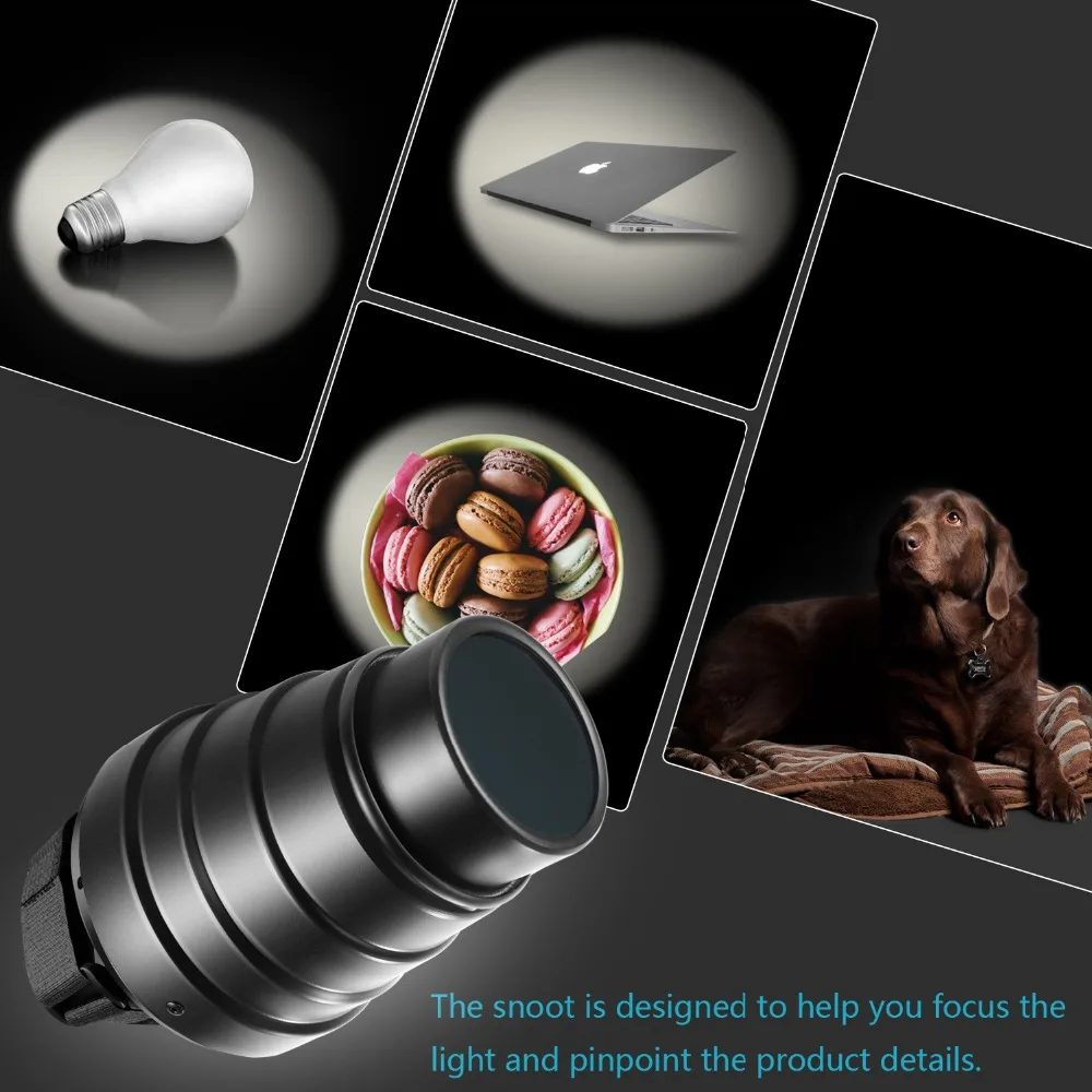 Neewer алюминиевый сплав коническая Snoot комплект с сотовой сеткой и 5 шт. Цвет гель фильтры для Canon Nikon Вспышка Speedlites