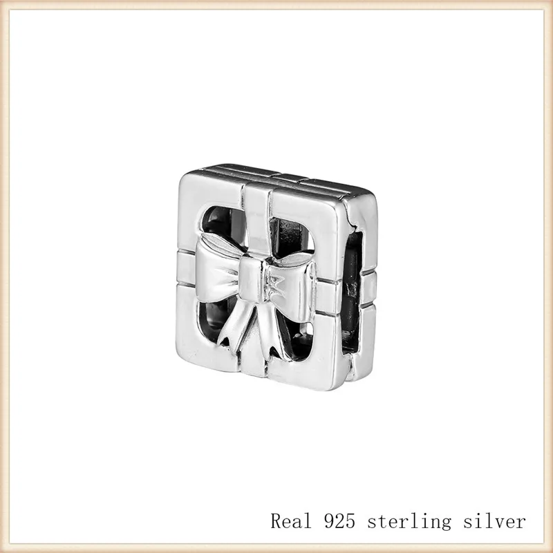 

100% 925 Sterling Silver Reflexions Gift Clip Charm for Jewelry Making Fit Reflexions Bracelets DIY CL070