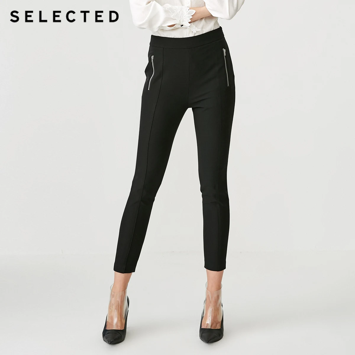 

SELECTED Women's Slim Fit Black Stretch Crop Pants S|418414521