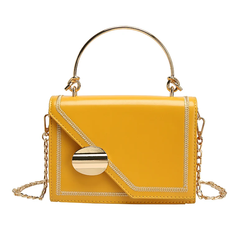 Сумка из искусственной кожи для женщин роскошные сумки женские сумки дизайнерские модные с круглым замком женские сумки через плечо - Цвет: Цвет: желтый
