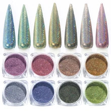 1 г голографический блестящий для ногтей порошок лазер окунание порошок ногти искусство градиент Блестящий голографический пигмент Chorme лак пыль хлопья TR1028