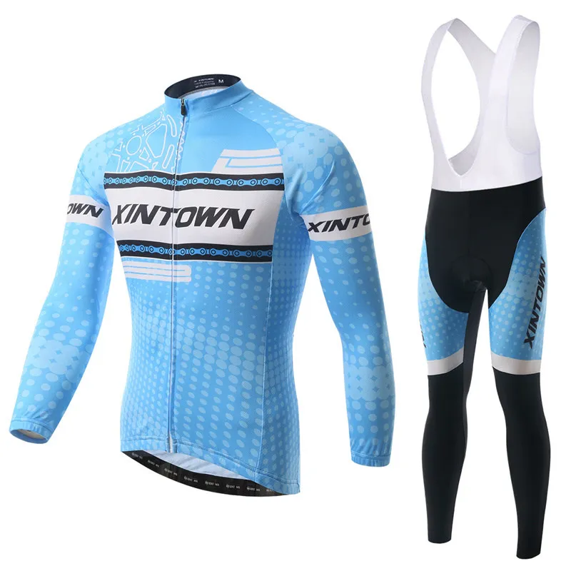 

Men Women Cyclist Jersey Set Long Sleeve Full Zipper Polyester Cycling Shirts Bibs Pants Spring Autumn Maillot Ciclismo L089
